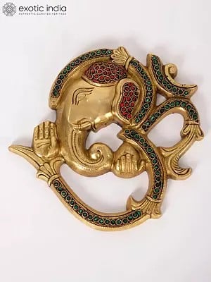 OM Lord Ganesha Face with Inlay Work | Wall Hanging