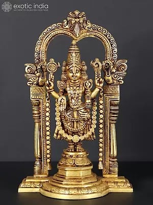 14" Lord Venkateswara with Kirtimukha | Brass Statue
