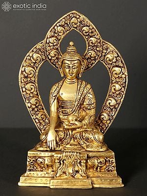 8" Lord Buddha Brass Statue in Earth Touching Gesture
