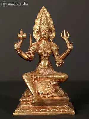6" Small Bronze Goddess Mariamman Idol (South Indian Goddess Durga)