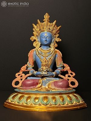 17" Colored Amitabha Buddha Brass Statue