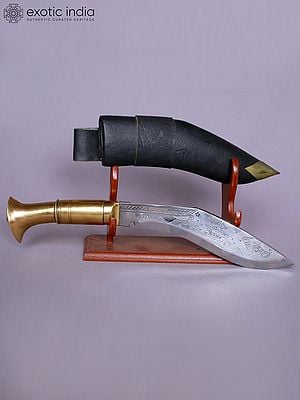 13" Brass Handle With Carve Khukuri From Nepal