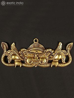 11" Brass Tibetan Buddhist Zeeba Mask | Wall Hanging