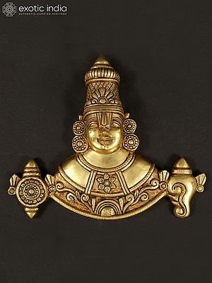 11" Brass Venkateswara as Balaji Wall Hanging