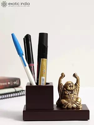 4" Laughing Buddha Pen Stand