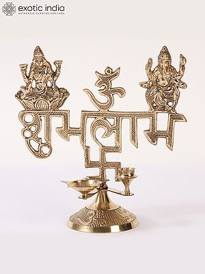 7" Lakshmi And Ganesh Shubh Labh with Diya and Incense Holder