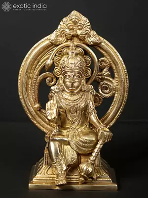 7" Blessing Hanuman Seated on Kirtimukha Throne