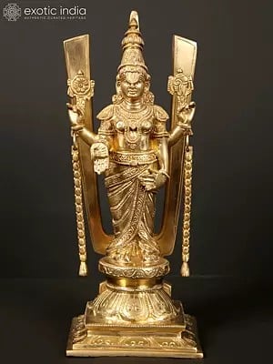 13" Lord Venkateswara with Vishnu Tilak | Brass Statue