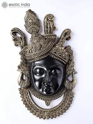 18" Brass Shrinathji Wall Hanging Face Mask