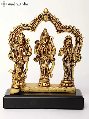Small Brass Rama Darbar on Wooden Base