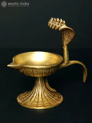 5" Brass Diya Stand Panchamukha Snake
