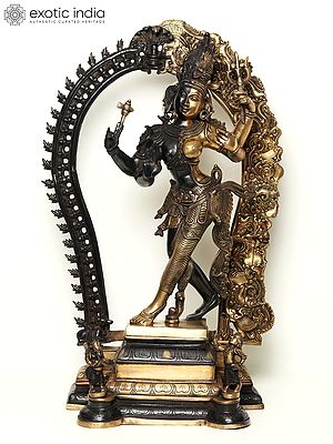 29" Dancing Ardhanarishvara Brass Statue - Shiva and Shakti Idol