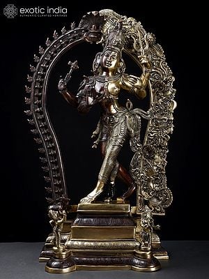 29" Dancing Ardhanarishvara Brass Statue - Shiva and Shakti Idol