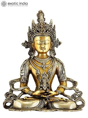 10" Tibetan Buddhist Deity- Amitabha Buddha In Brass | Handmade | Made In India