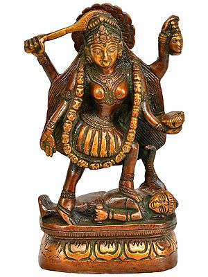 6" Goddess Kali Statue in Brass | Handmade | Made in India