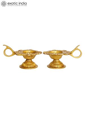 4" Pair of Brass Diya | Handmade | Made in India