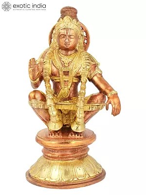 8" Ayyappan, A Saint Revered as Incarnation of Dharma In Brass | Handmade | Made In India