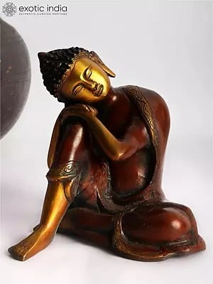 8" Japanese Thinking Buddha Brass Sculpture | Handmade | Made in India