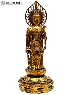 23" Kuan Yin - Japanese Form of Padmapani Avalokiteshvara In Brass | Handmade | Made In India