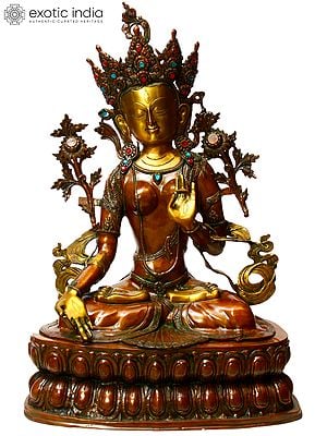 34" Large Size Tibetan Buddhist Mother Goddess White Tara In Brass | Handmade | Made In India