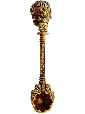 Shri Krishna Ritual Spoon with Peacock Pair