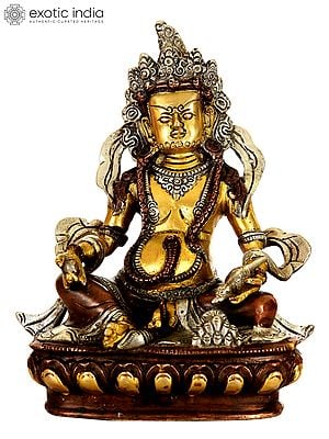 8" Tibetan Buddhist Kubera - God of Wealth In Brass | Handmade | Made In India