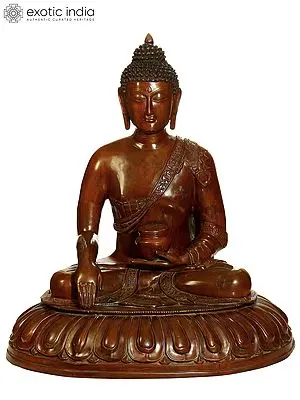 28" Large Bhumisparsha Mudra Buddha Brass Idol | Handmade Indian Statue