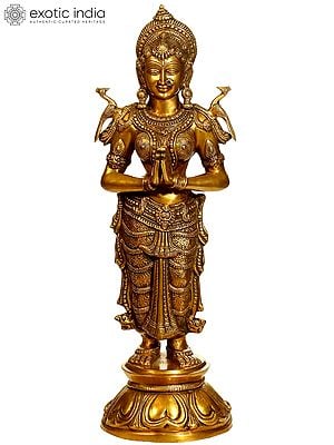 30" Large Size Namaste Lady in Brass | Handmade | Made in India