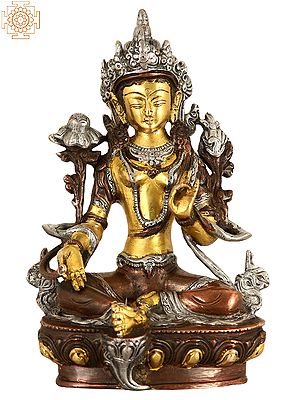 8" Tibetan Buddhist Savior Goddess Green Tara In Brass