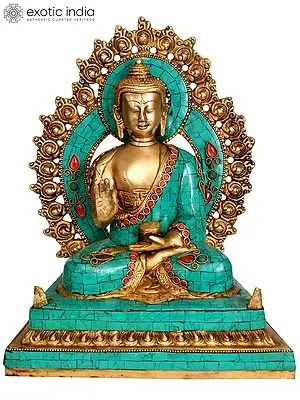 11" Lord Buddha Preaching His Dharma - Tibetan Buddhist | Brass | Handmade | Made In India