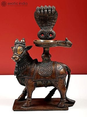 8" Abhisheka on Nandi | Handmade Brass Statue | Made in India
