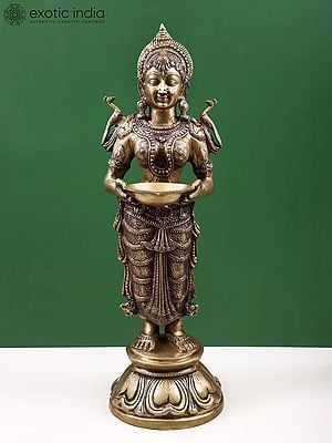 30" Goddess Deeplakshmi In Brass