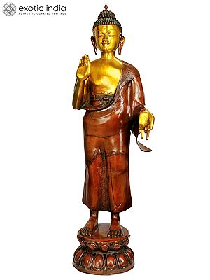 33" Large Size Buddha Brass Sculpture | Handmade | Made In India