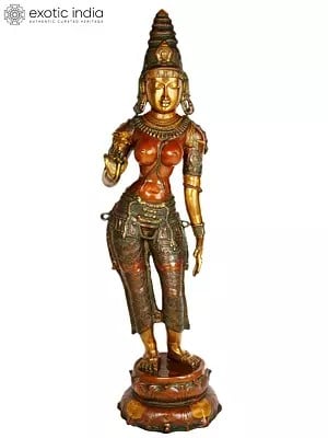 44" Large Size Devi: The Manifestation of Primordial Female Energy In Brass