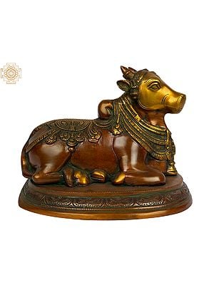 8" Nandi, The Shiva’s Mount and One of His Ganas In Brass | Handmade | Made In India