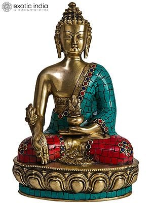 12" (Tibetan Buddhist Deity) Bhaishajyaguru - The Medicine Buddha In Brass | Handmade | Made In India