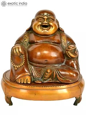 6" Laughing Buddha Incense Burner in Brass | Handmade | Made in India
