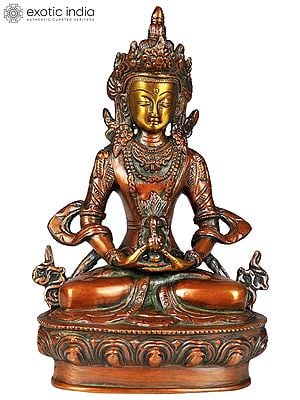 8" Amitabha Buddha Brass Sculpture | Handmade Buddhist Deity Statue | Made in India