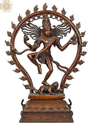 16" Nataraja in Brown Hue In Brass | Handmade | Made In India