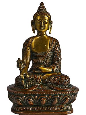 6" Tibetan Buddhist Deity Bhaishajyaguru Statue | Medicine Buddha Brass Idol