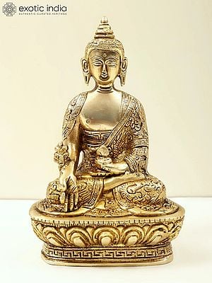 6" Tibetan Buddhist Deity Bhaishajyaguru Statue | Medicine Buddha Brass Idol