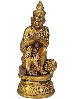 6" Humble Hanuman In Brass | Handmade | Made In India