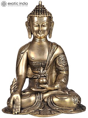 10" Tibetan Buddhist God Medicine Buddha Brass Statue | Handmade Idol