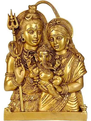 Lord Shiva, Ganesha and Goddess Parvati Wall Hanging