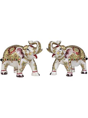 Decorated Royal Elephant Pair