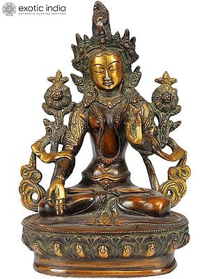 8" Tibetan Buddhist Goddess White Tara Brass Sculpture | Handmade | Made in India