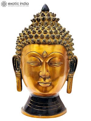 15" Lord Buddha Head In Brass | Handmade | Made In India