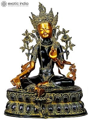 34" Large Size Tibetan Buddhist Goddess Green Tara In Brass | Handmade | Made In India