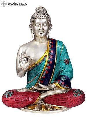 18" Lord Buddha Interpreting His Dharma In Brass