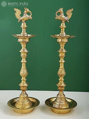 18" Annam Lamp (Peacock Lamp Pair) in Brass